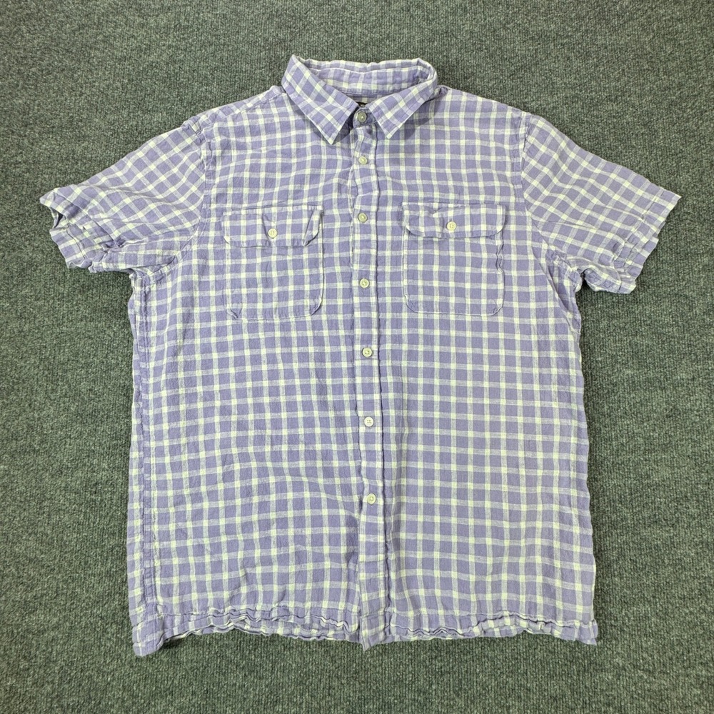 Michael Kors Shirt Mens XL Purple White Gingham‎ Button Down Short Sleeve